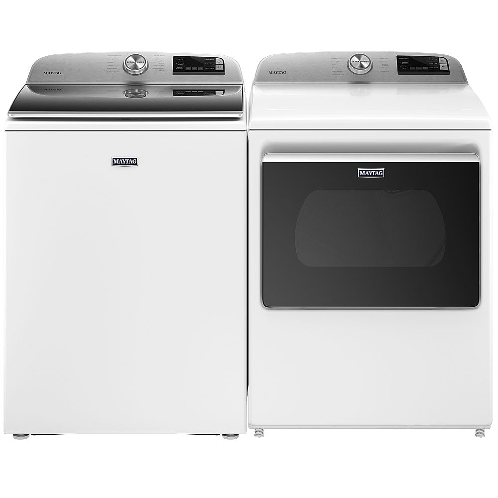 4.7 CuFt Top Load Washer with 7.4 CuFt Smart Front Load Gas Dryer in White