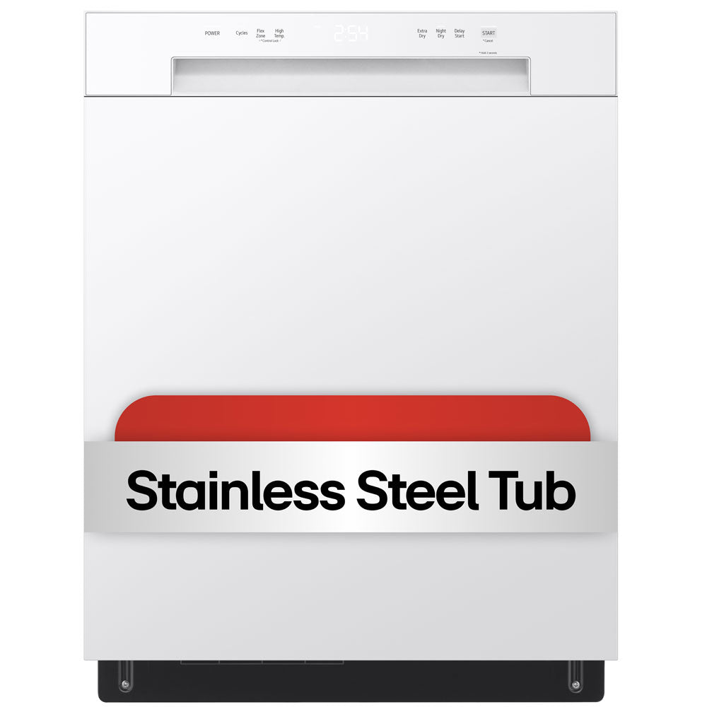 52 dBA Front Control Dishwasher in White with LoDecibel Operation and Dynamic Dry™