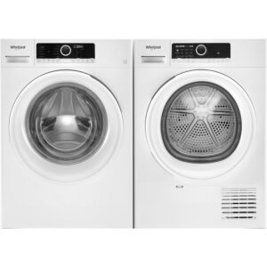 1.9 CuFt Sanitize Front Load Washer with 4.3 CuFt Front Load Electric Dryer in White