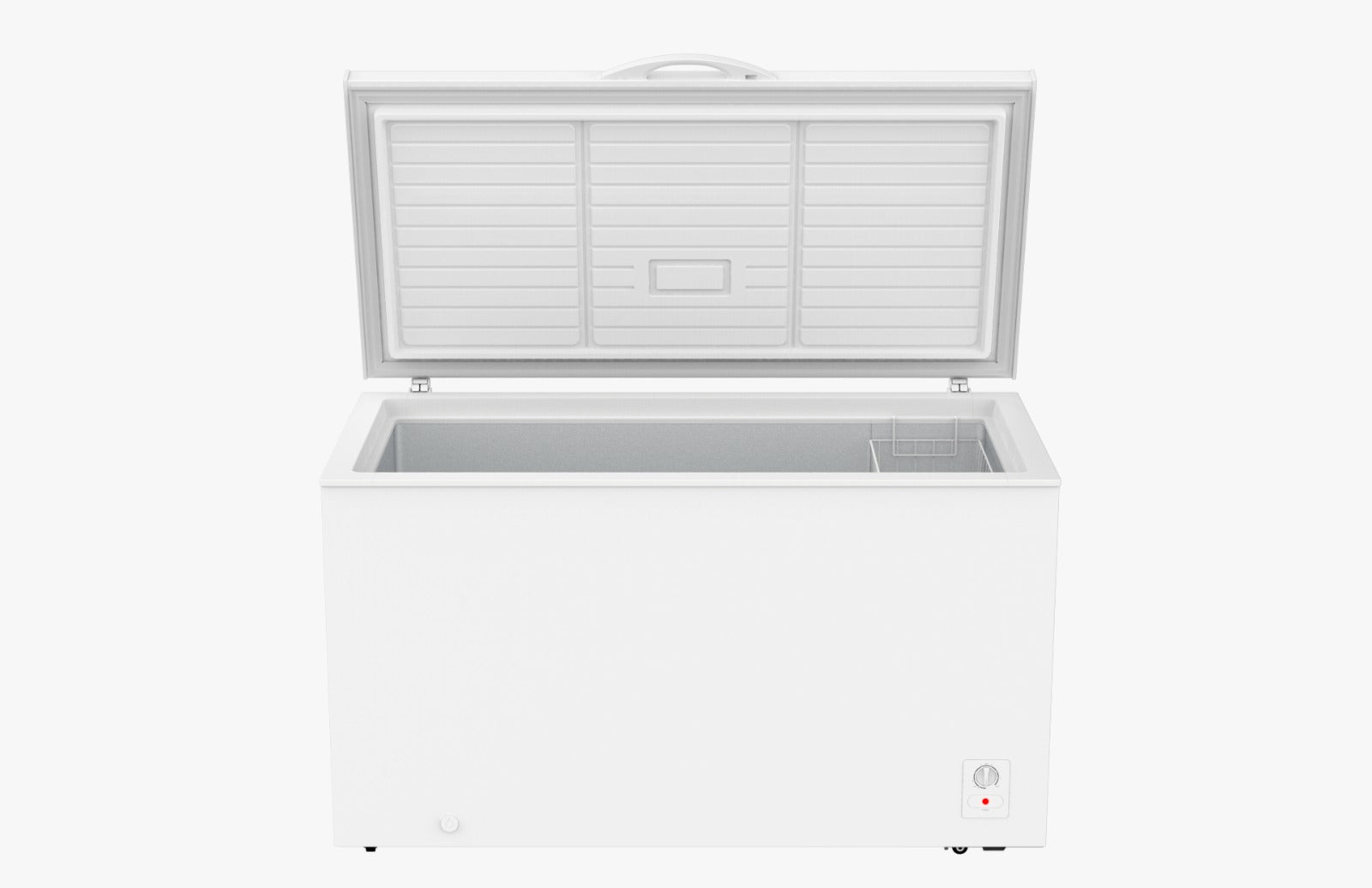 14 CuFt Chest Freezer in White with One Storage Basket and Two Wheels - Image 2