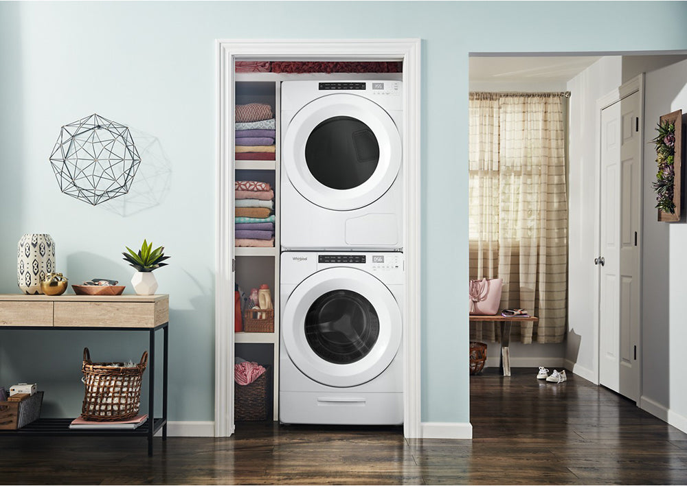 4.3 CuFt Sanitize Front Load Washer with 7.4 CuFt Front Load Electric Dryer in White - Image 4