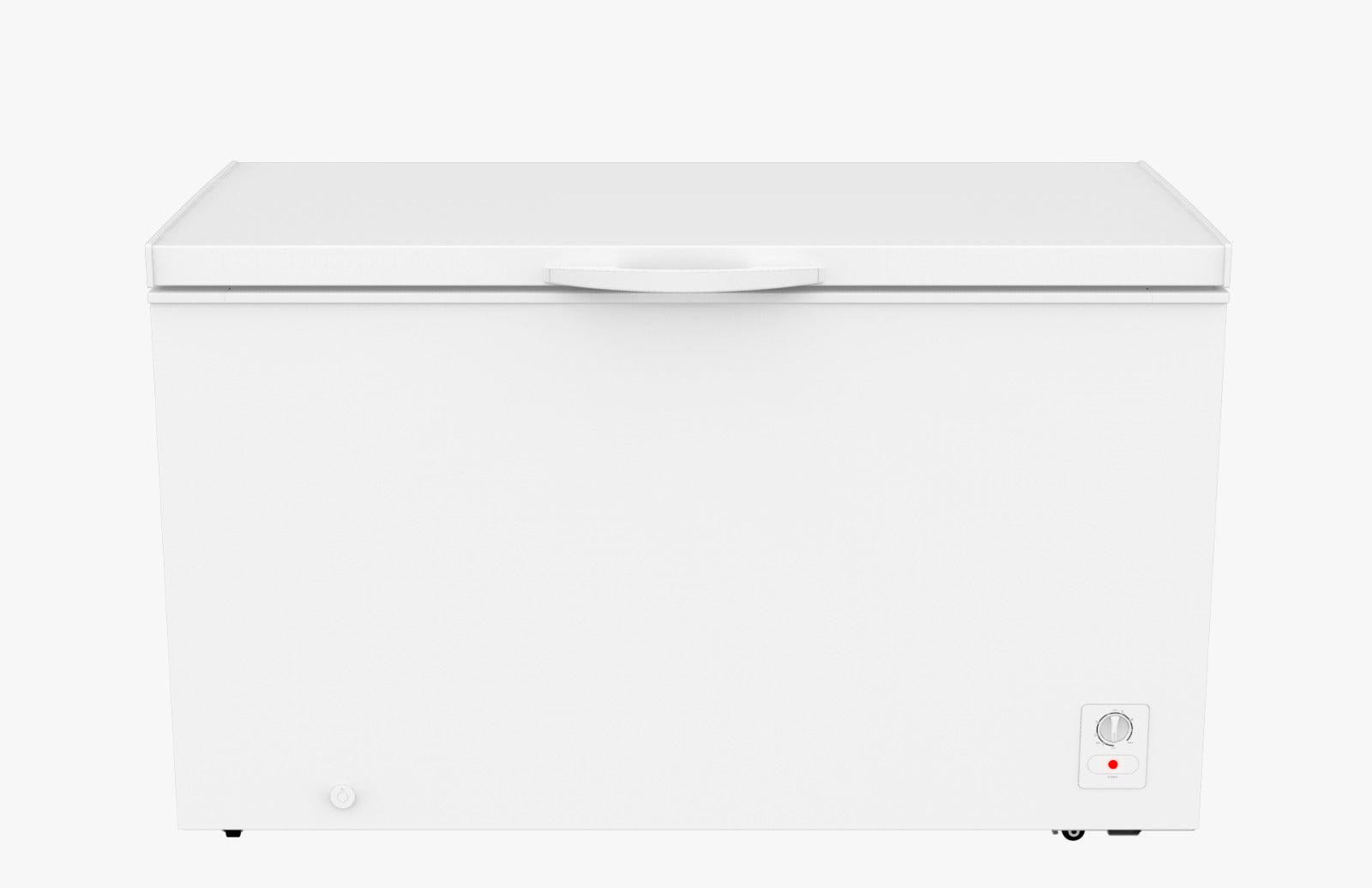 14 CuFt Chest Freezer in White with One Storage Basket and Two Wheels