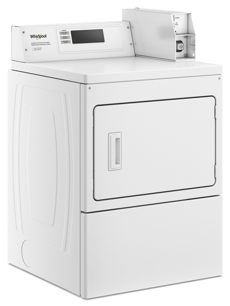 7.4 CuFt Commercial Front Load White Electric Dryer with Factory Installed Coin Drop & Coin Box - Image 2