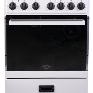 2.7 CuFt Freestanding Electric Range with 4 Coil Burners and Mirrored Glass Oven Door in White
