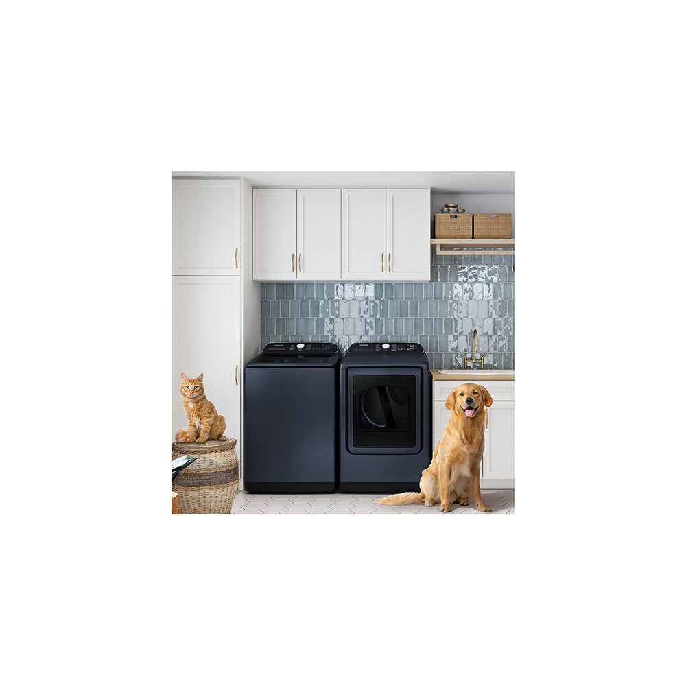 5.4 CuFt Smart Steam Front Load Washer with 7.4 CuFt Smart Electric Dryer in Brushed Navy - Image 4