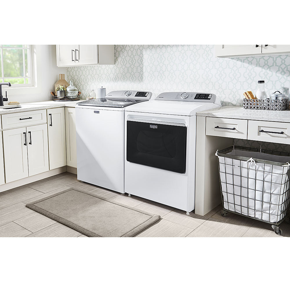 4.7 CuFt Top Load Washer with 7.4 CuFt Smart Front Load Gas Dryer in White - Image 4