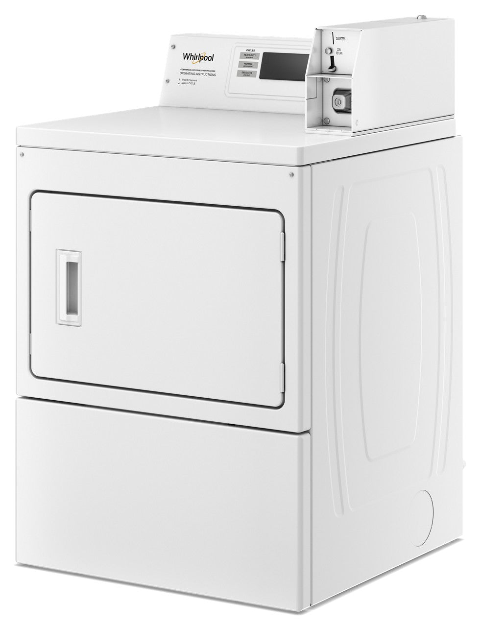 7.4 CuFt Commercial Front Load White Electric Dryer with Factory Installed Coin Drop & Coin Box - Image 3