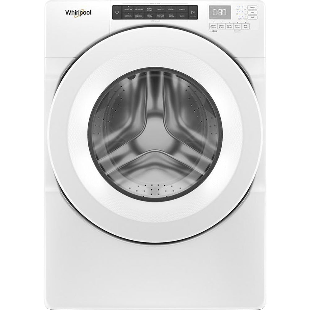 4.3 CuFt Sanitize Front Load Washer with 7.4 CuFt Front Load Electric Dryer in White - Image 2