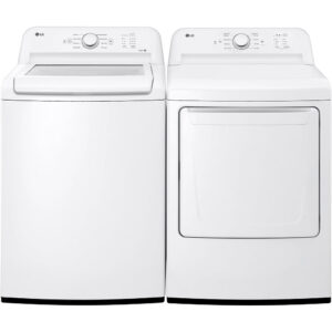 4.3 CuFt Smart Top Load Washer with 7.3 CuFt Smart Electric Dryer in White