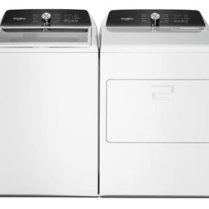 4.5 CuFt Top Load Agitator Washer with 7.0 CuFt Top Load Gas Dryer in White