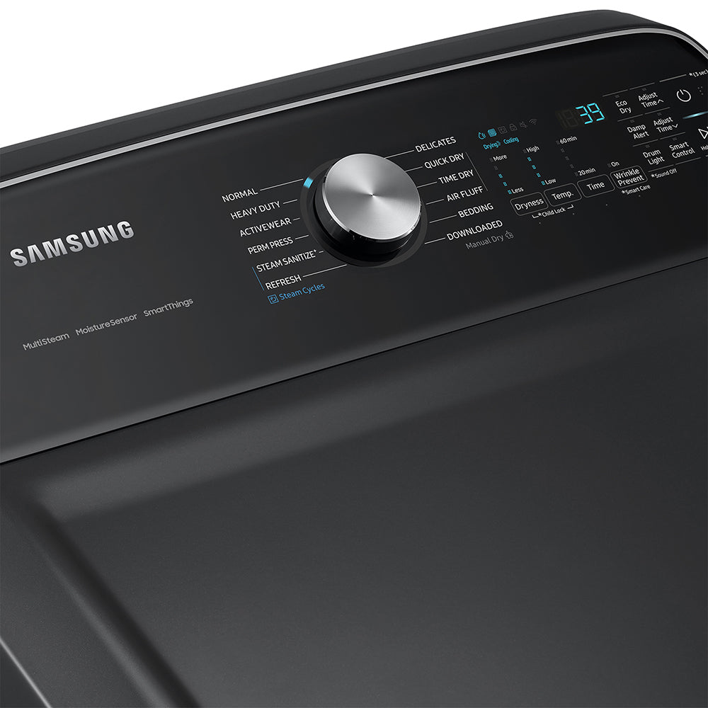 7.4 CuFt Smart Front Load Brushed Black Electric Dryer with Steam Sanitize+ - Image 4