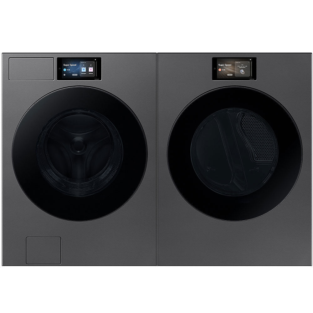 Bespoke 5.3 CuFt AI Front Load Washer with Bespoke 7.6 CuFt AI Dryer in Dark Steel