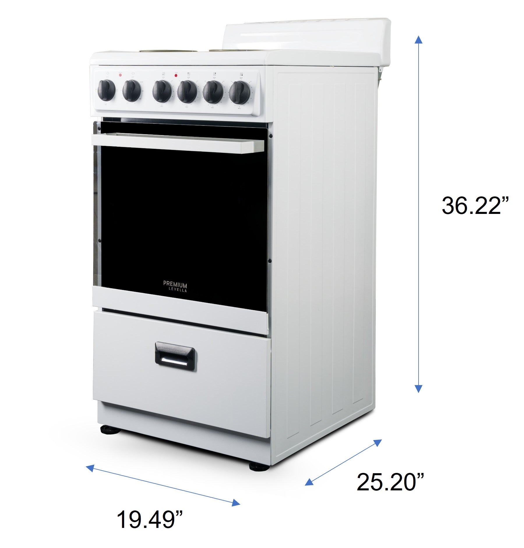 2.2 CuFt Freestanding Portable 20" Wide Electric Range in White with Mirrored Glass Oven Door - Image 4