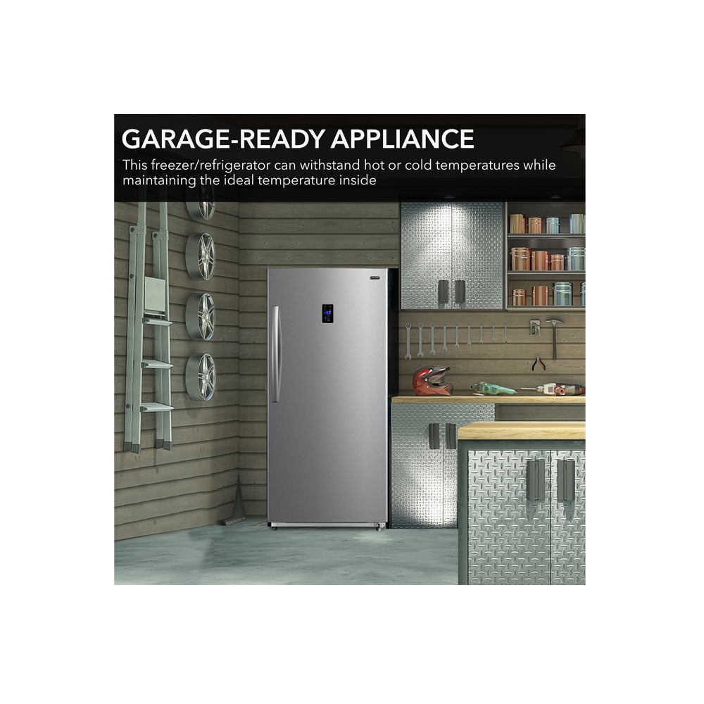 17 CuFt Upright Convertible Freezer/Refrigerator in Stainless Steel - Image 4